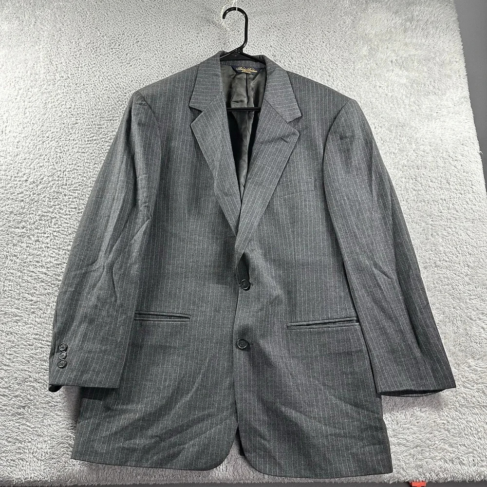 VINTAGE Brooks Brothers Pin Stripe Blazer Jacket Gray Made in USA Medium